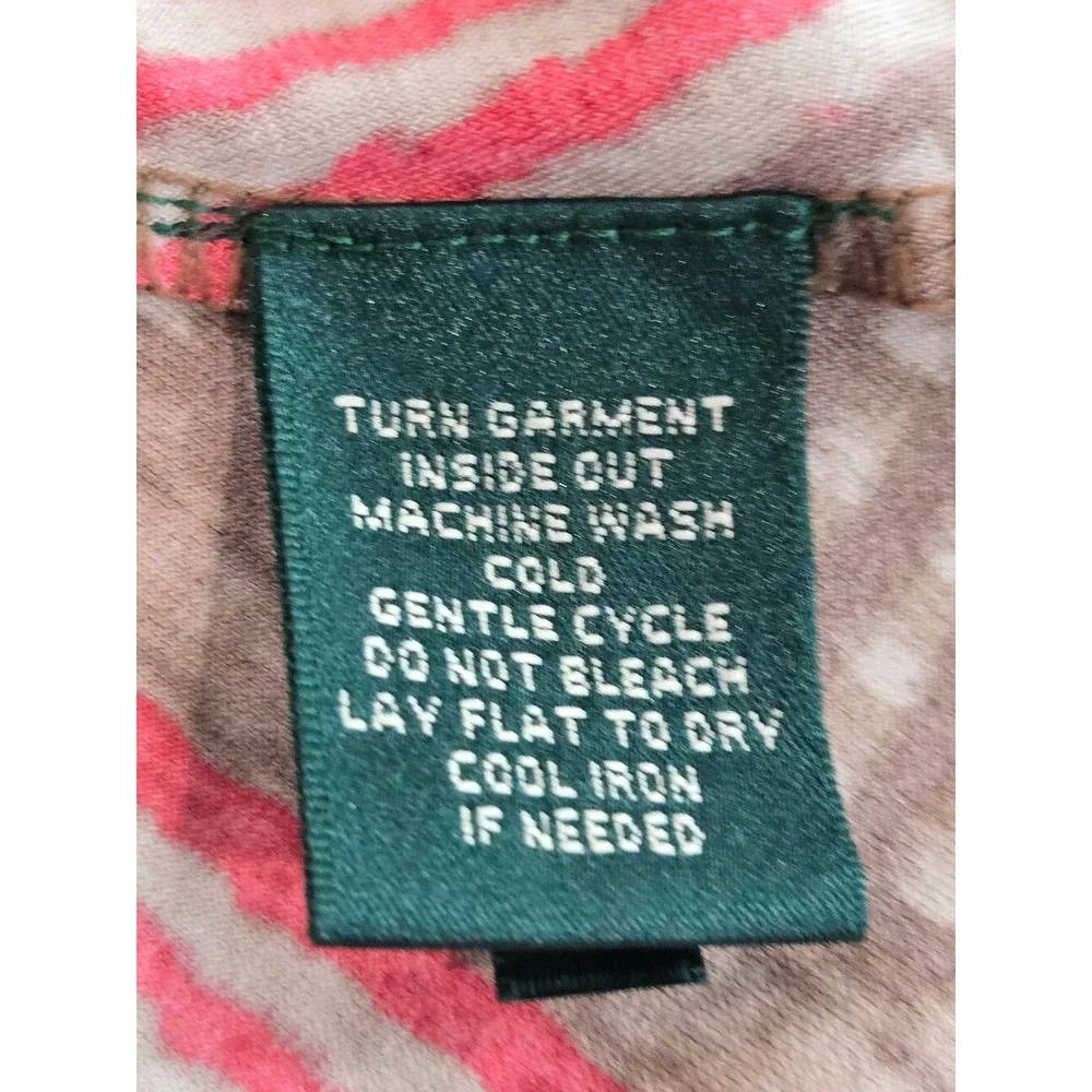 Lauren Ralph Lauren Faux Wrap Dress Medium Red Brown Striped Southwestern V Neck - Picture 6 of 8